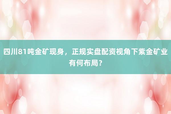四川81吨金矿现身，正规实盘配资视角下紫金矿业有何布局？