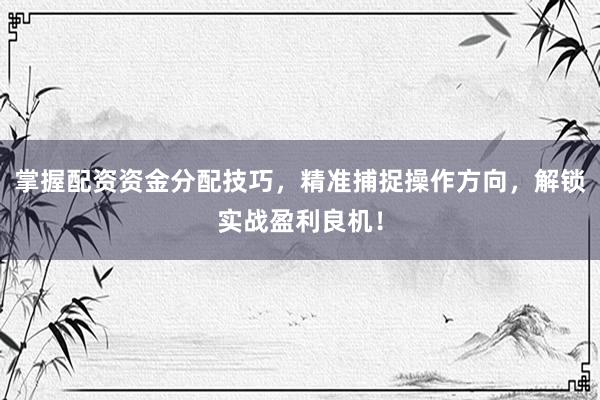 掌握配资资金分配技巧，精准捕捉操作方向，解锁实战盈利良机！