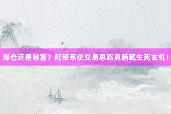 爆仓还是暴富？配资系统交易思路竟暗藏生死玄机！