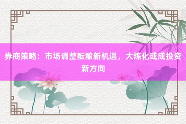 券商策略：市场调整酝酿新机遇，大炼化或成投资新方向
