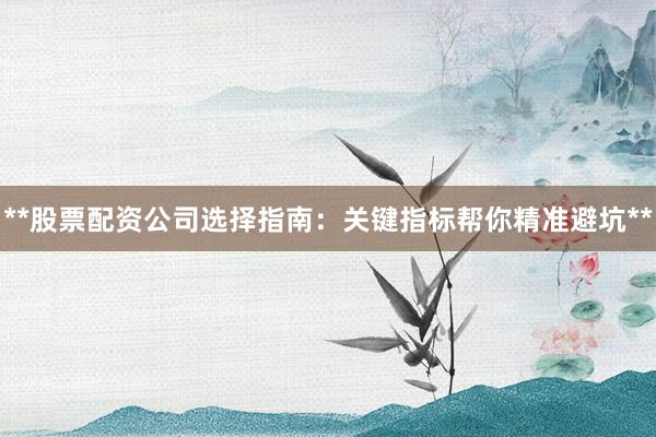 **股票配资公司选择指南：关键指标帮你精准避坑**