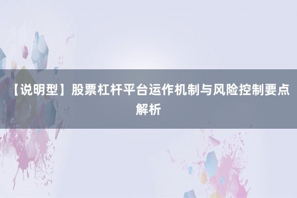 【说明型】股票杠杆平台运作机制与风险控制要点解析