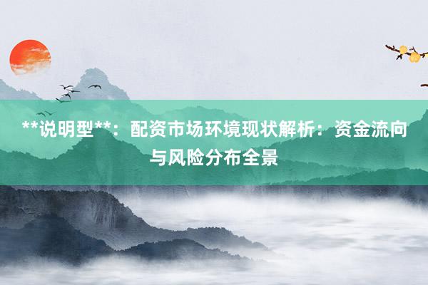 **说明型**:配资市场环境现状解析:资金流向与风险分布全景
