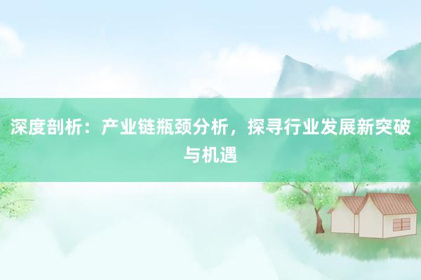 深度剖析：产业链瓶颈分析，探寻行业发展新突破与机遇