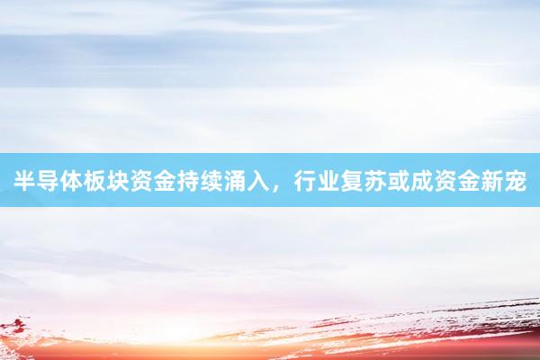 半导体板块资金持续涌入，行业复苏或成资金新宠