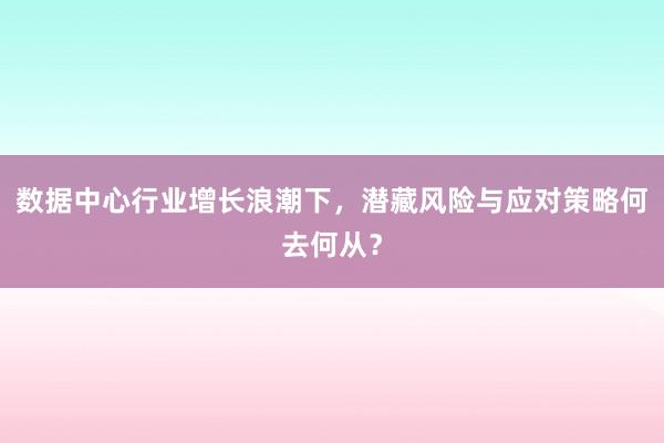 数据中心行业增长浪潮下，潜藏风险与应对策略何去何从？