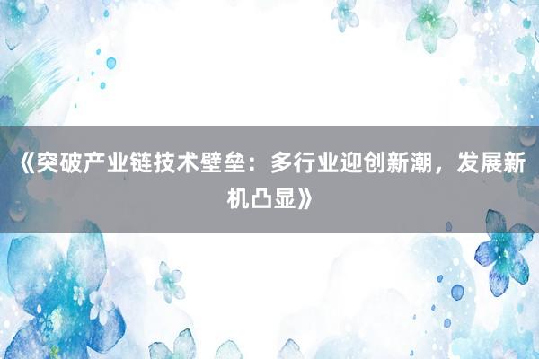 《突破产业链技术壁垒：多行业迎创新潮，发展新机凸显》