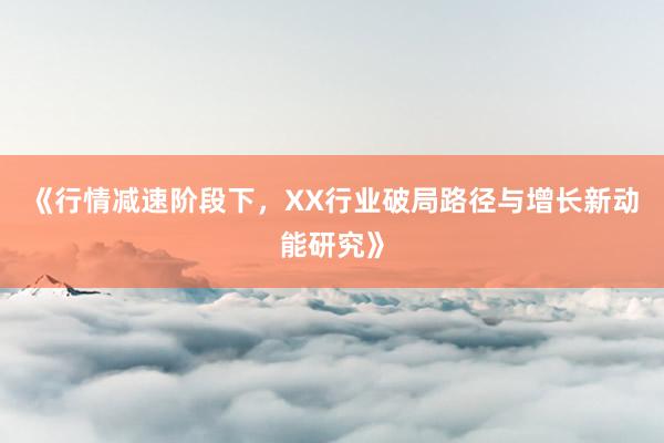 《行情减速阶段下，XX行业破局路径与增长新动能研究》