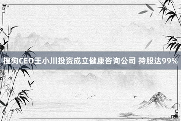 搜狗CEO王小川投资成立健康咨询公司 持股达99%