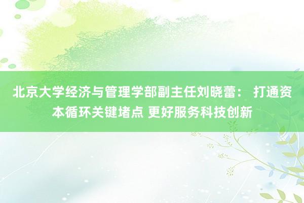 北京大学经济与管理学部副主任刘晓蕾： 打通资本循环关键堵点 更好服务科技创新