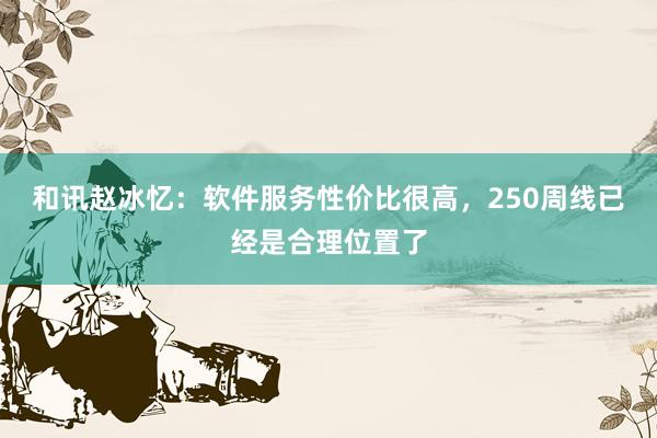 和讯赵冰忆：软件服务性价比很高，250周线已经是合理位置了