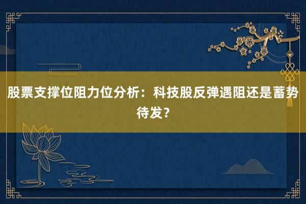 股票支撑位阻力位分析：科技股反弹遇阻还是蓄势待发？