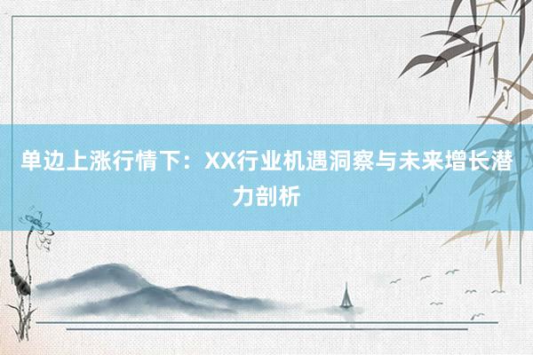 单边上涨行情下：XX行业机遇洞察与未来增长潜力剖析