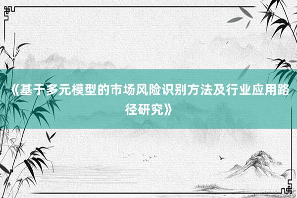 《基于多元模型的市场风险识别方法及行业应用路径研究》