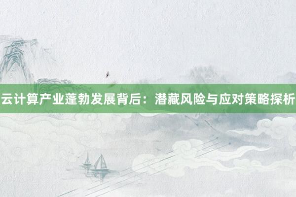 云计算产业蓬勃发展背后：潜藏风险与应对策略探析
