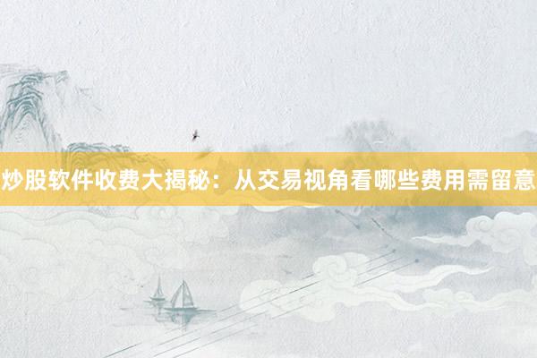 炒股软件收费大揭秘：从交易视角看哪些费用需留意