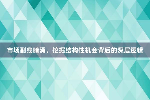 市场副线暗涌，挖掘结构性机会背后的深层逻辑