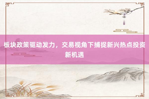 板块政策驱动发力，交易视角下捕捉新兴热点投资新机遇