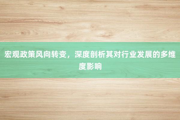 宏观政策风向转变,深度剖析其对行业发展的多维度影响