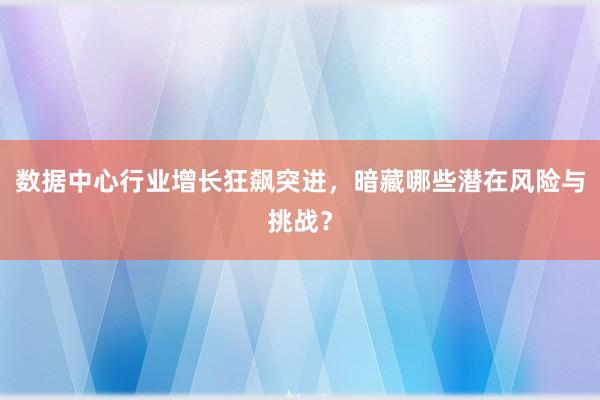 数据中心行业增长狂飙突进，暗藏哪些潜在风险与挑战？