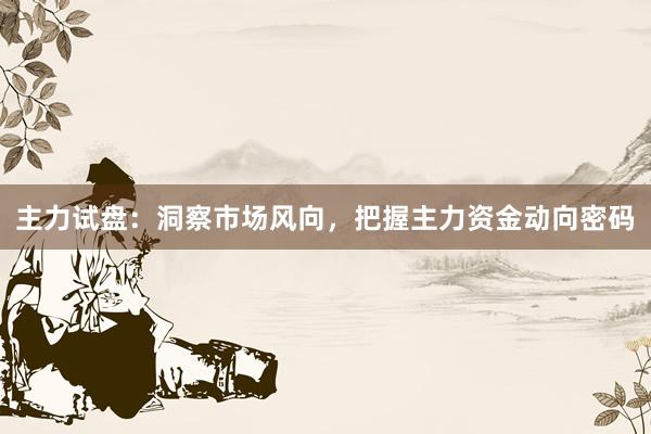 主力试盘：洞察市场风向，把握主力资金动向密码