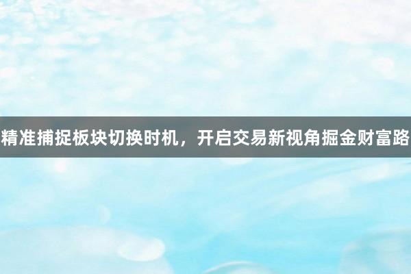 精准捕捉板块切换时机,开启交易新视角掘金财富路
