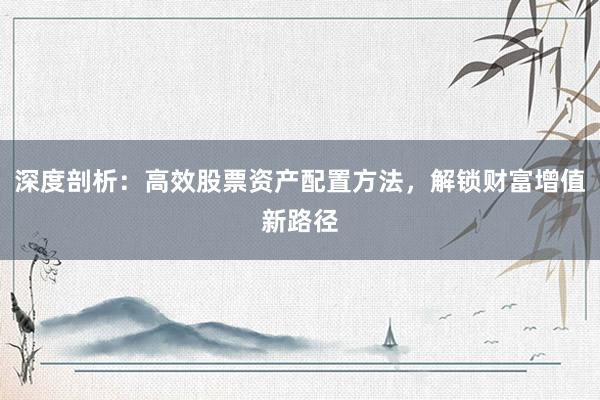 深度剖析：高效股票资产配置方法，解锁财富增值新路径