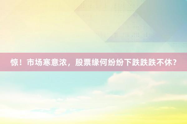 惊！市场寒意浓，股票缘何纷纷下跌跌跌不休？