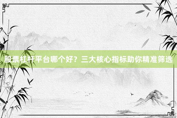 股票杠杆平台哪个好？三大核心指标助你精准筛选