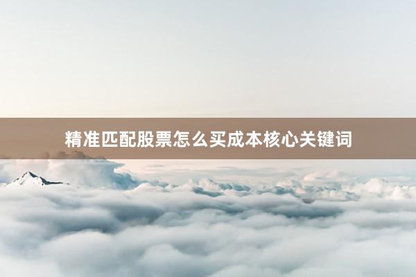 精准匹配股票怎么买成本核心关键词