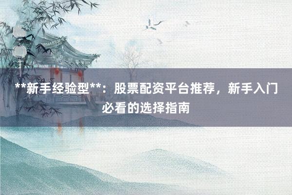 **新手经验型**：股票配资平台推荐，新手入门必看的选择指南