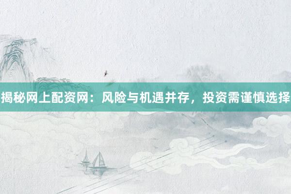 揭秘网上配资网：风险与机遇并存，投资需谨慎选择