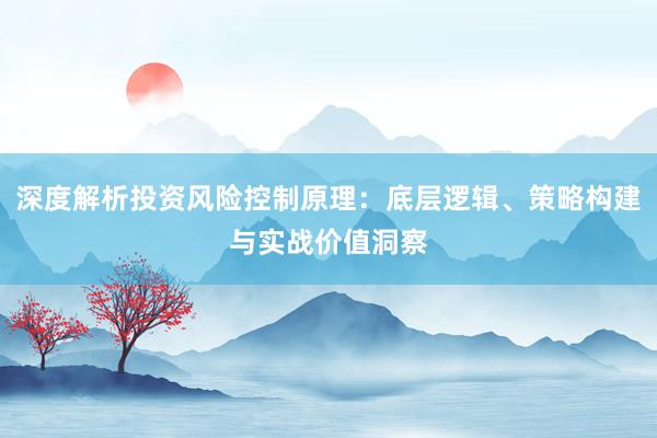深度解析投资风险控制原理：底层逻辑、策略构建与实战价值洞察