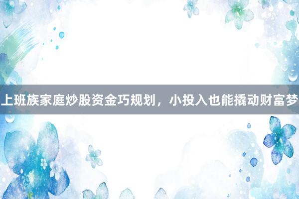 上班族家庭炒股资金巧规划，小投入也能撬动财富梦