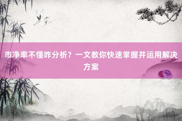 市净率不懂咋分析？一文教你快速掌握并运用解决方案