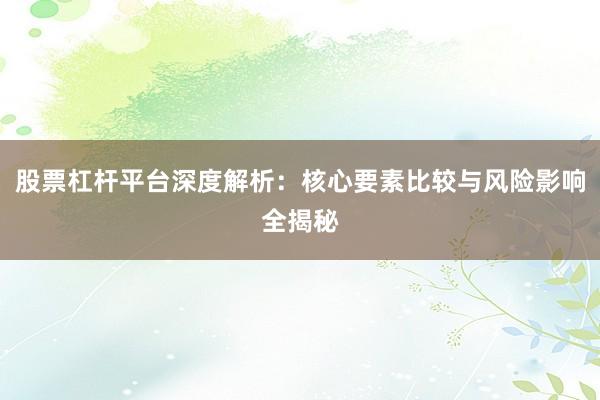 股票杠杆平台深度解析：核心要素比较与风险影响全揭秘