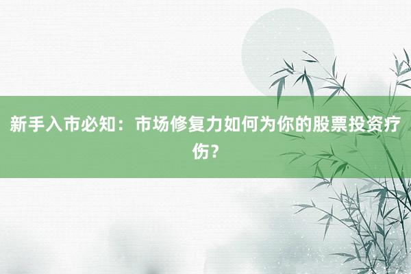 新手入市必知：市场修复力如何为你的股票投资疗伤？
