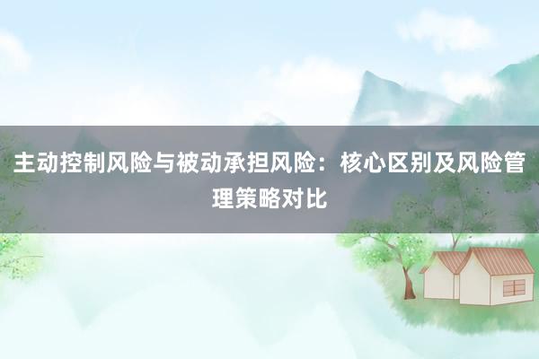 主动控制风险与被动承担风险：核心区别及风险管理策略对比