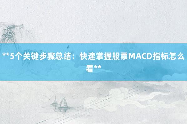 **5个关键步骤总结：快速掌握股票MACD指标怎么看**