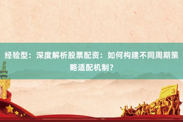 经验型：深度解析股票配资：如何构建不同周期策略适配机制？