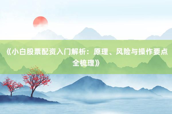 《小白股票配资入门解析：原理、风险与操作要点全梳理》